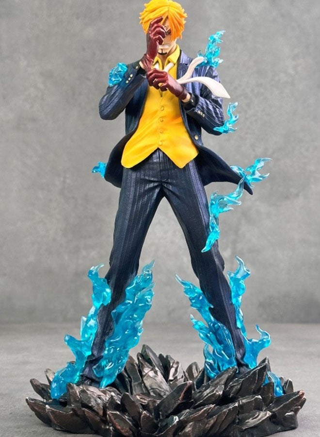 One Piece Sky Paint Sanji Figure Model Toy , Collectible Statue, Anime Action Figure Birthday Gift Collection, Office Decorations, Blue/Yellow , 22.5cm - Image 5